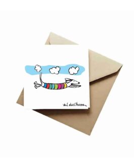 Greeting card with envelope ~ Daschund clouds