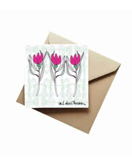 Greeting card with envelope ~ Pink Flower Trio