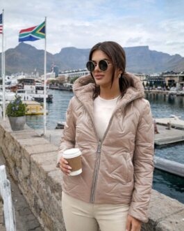 Long Sleeve Hooded Quilted Jacket