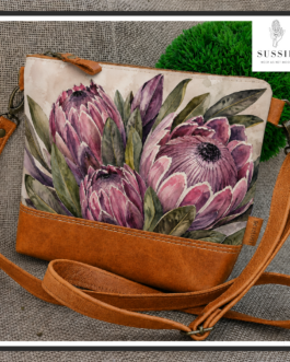 Sussie Signature Collection: Grab & Go Bag PINK PROTEA TRIO Tan