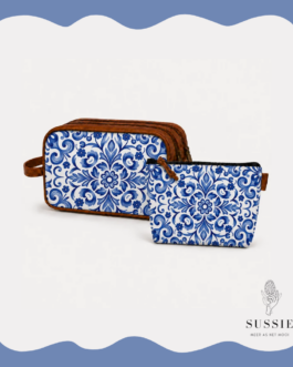 Ladies Premium Leather Bag & Cosmetic Bag Combo