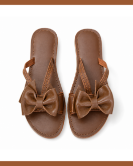 Bow Detail Sandal ~ Dark Tan