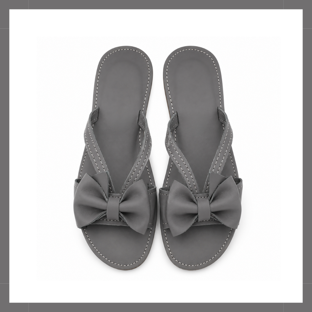 Bow Detail Sandal ~ Nubuck Grey