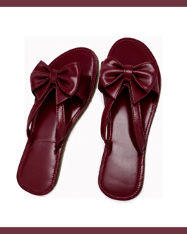 Bow Detail Sandal ~ Shiny Maroon